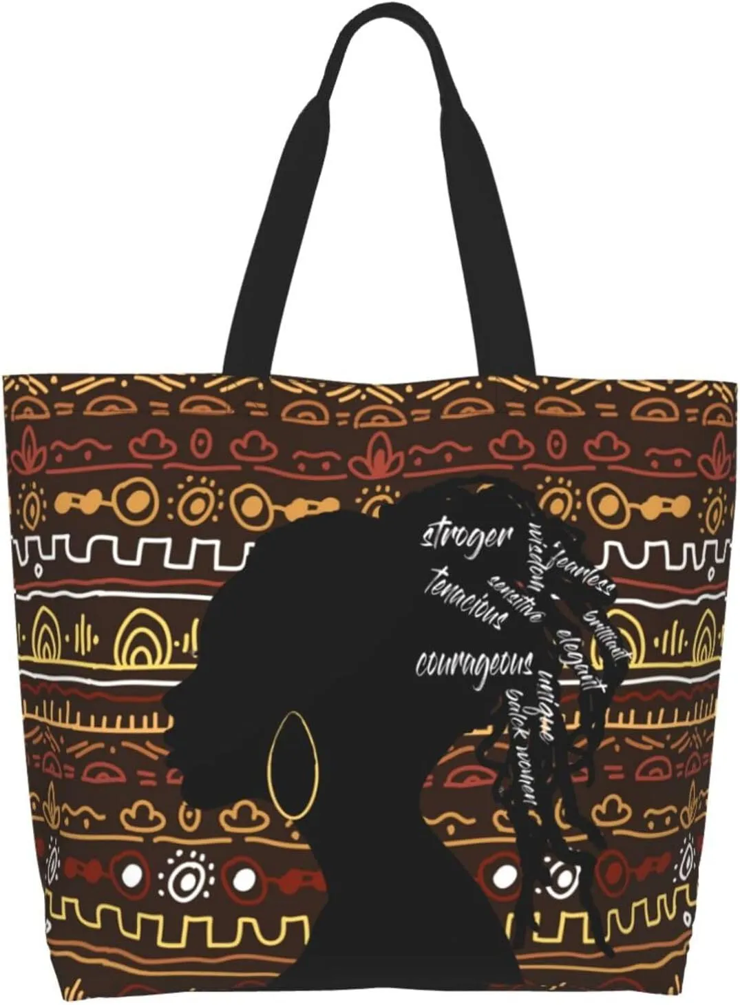 ASYG African American Black Women Shoulder Bag African Women Bags Storage Handle Shopping Bag Women Portable Bag