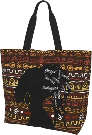 ASYG African American Black Women Shoulder Bag African Women Bags Storage Handle Shopping Bag Women Portable Bag