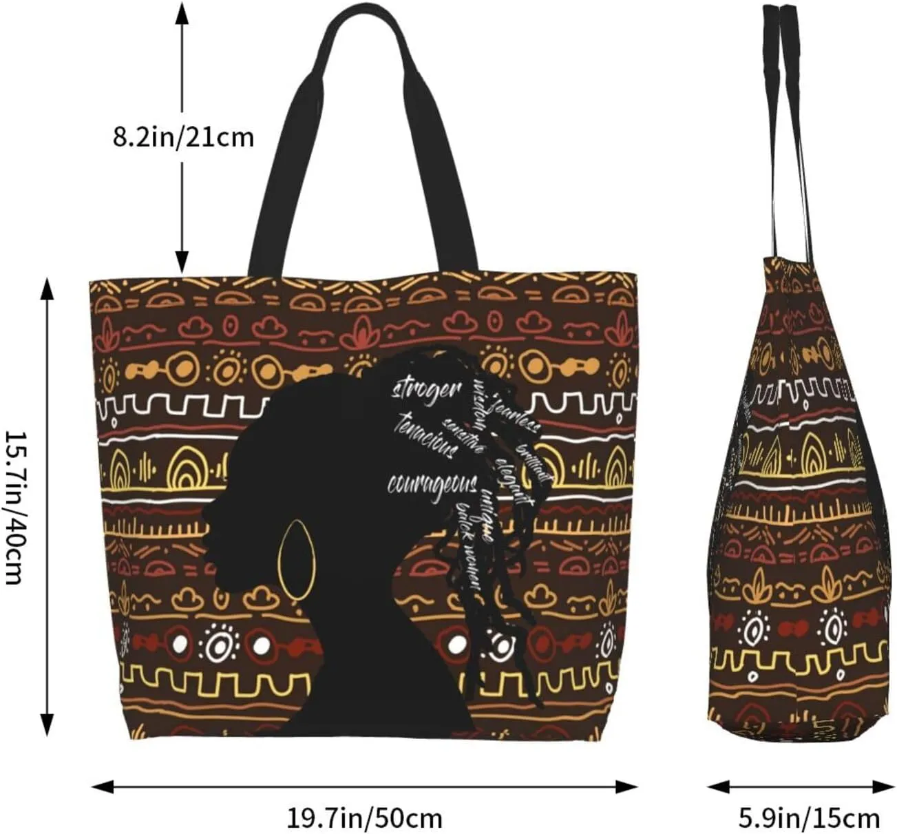 ASYG African American Black Women Shoulder Bag African Women Bags Storage Handle Shopping Bag Women Portable Bag