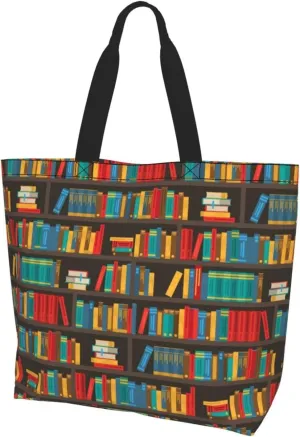 ASYG Books Tote Shoulder Bag Library Grocery Bags Storage Handle Shopping Bag Portable Cute Bag