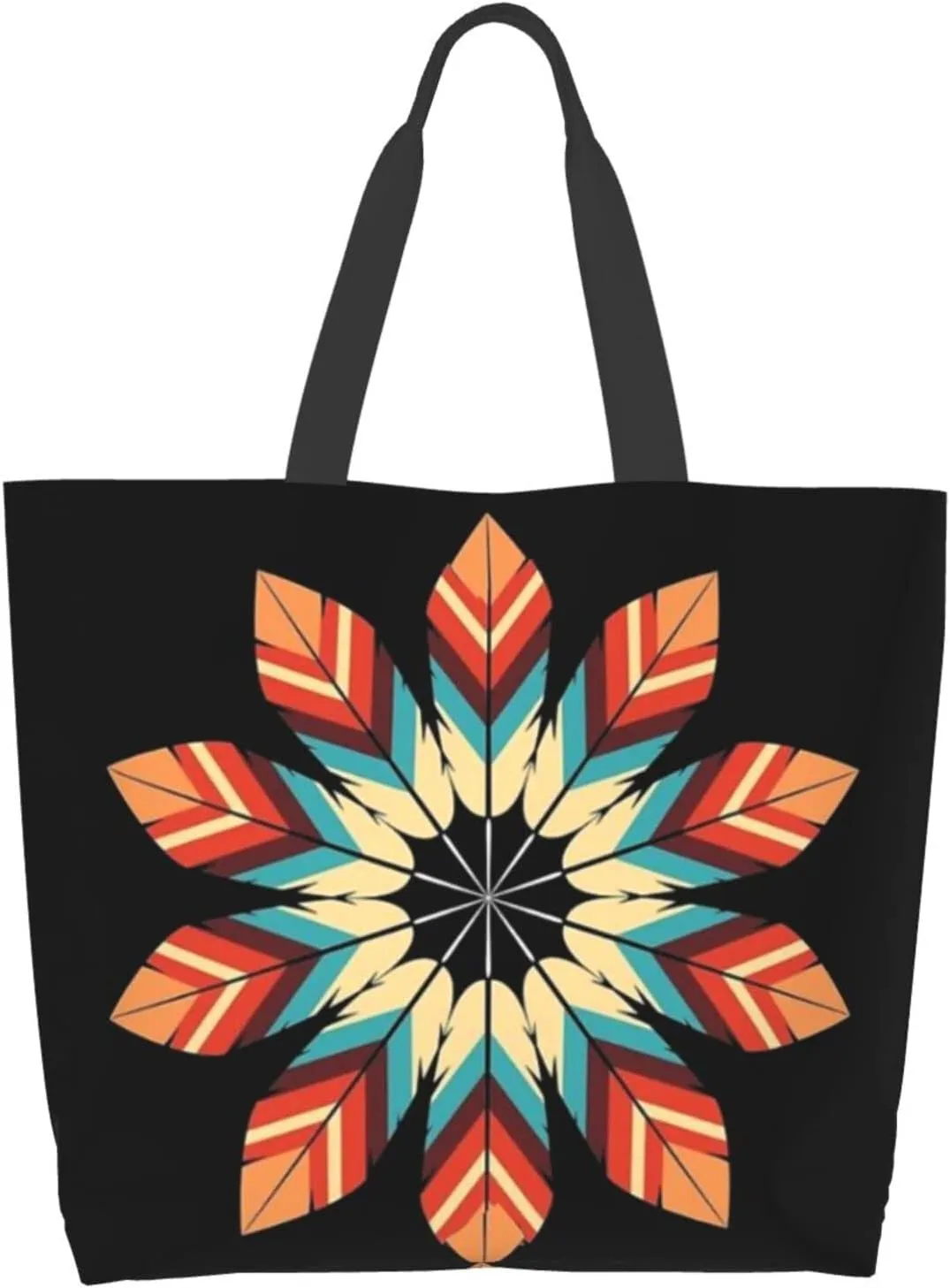 ASYG Native Tote Shoulder Bag Native American Grocery Bags Storage Handle Shopping Bag Portable Indian Bag