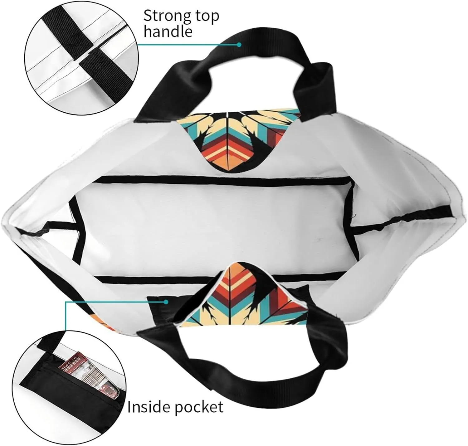 ASYG Native Tote Shoulder Bag Native American Grocery Bags Storage Handle Shopping Bag Portable Indian Bag