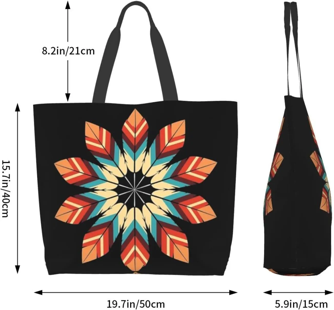 ASYG Native Tote Shoulder Bag Native American Grocery Bags Storage Handle Shopping Bag Portable Indian Bag