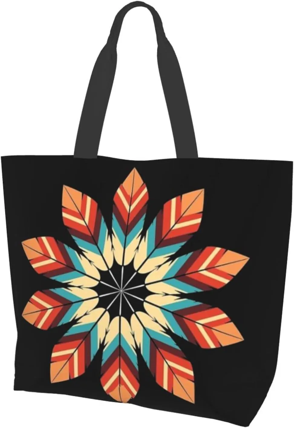 ASYG Native Tote Shoulder Bag Native American Grocery Bags Storage Handle Shopping Bag Portable Indian Bag