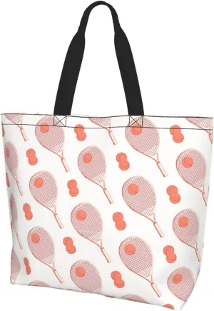 ASYG Tennis Tote Shoulder Bag Sport Grocery Bags Storage Handle Shopping Bag Tennis Portable Bag
