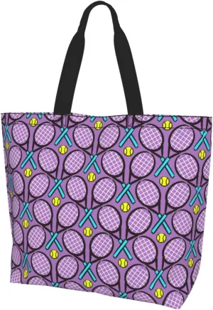 ASYG Tennis Tote Shoulder Bag Sport Grocery Bags Storage Handle Shopping Bag Tennis Portable Bag