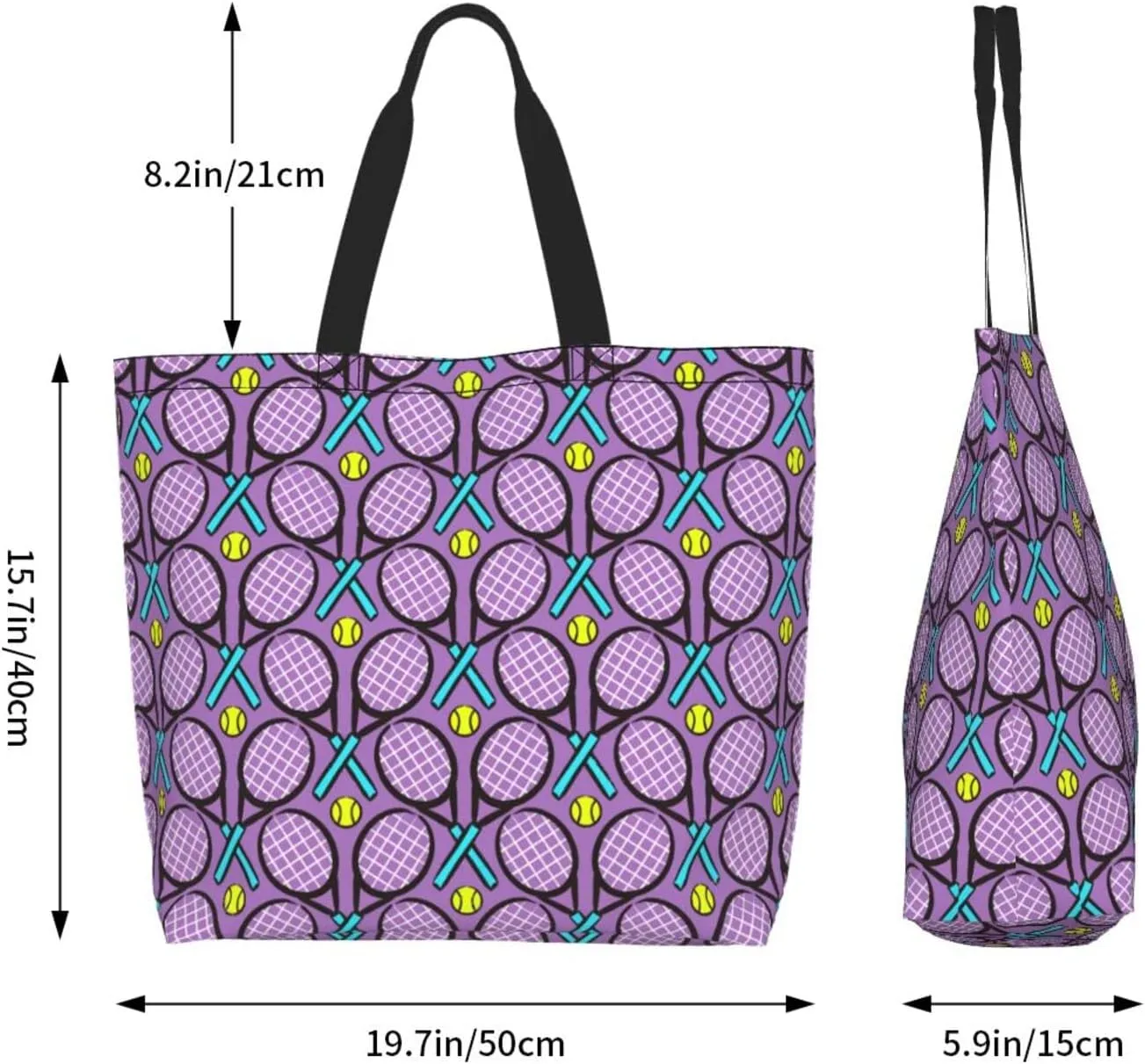 ASYG Tennis Tote Shoulder Bag Sport Grocery Bags Storage Handle Shopping Bag Tennis Portable Bag