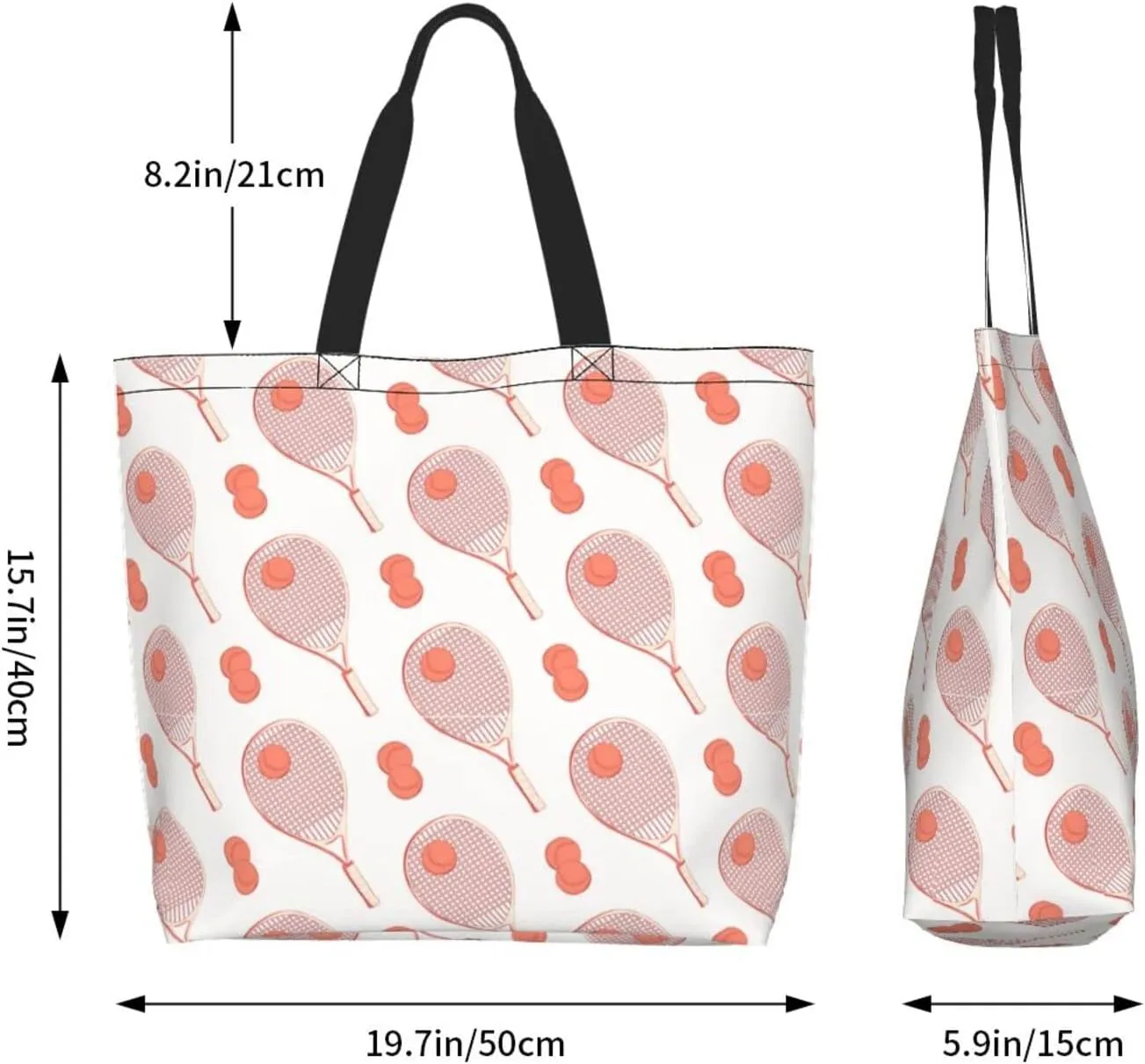 ASYG Tennis Tote Shoulder Bag Sport Grocery Bags Storage Handle Shopping Bag Tennis Portable Bag