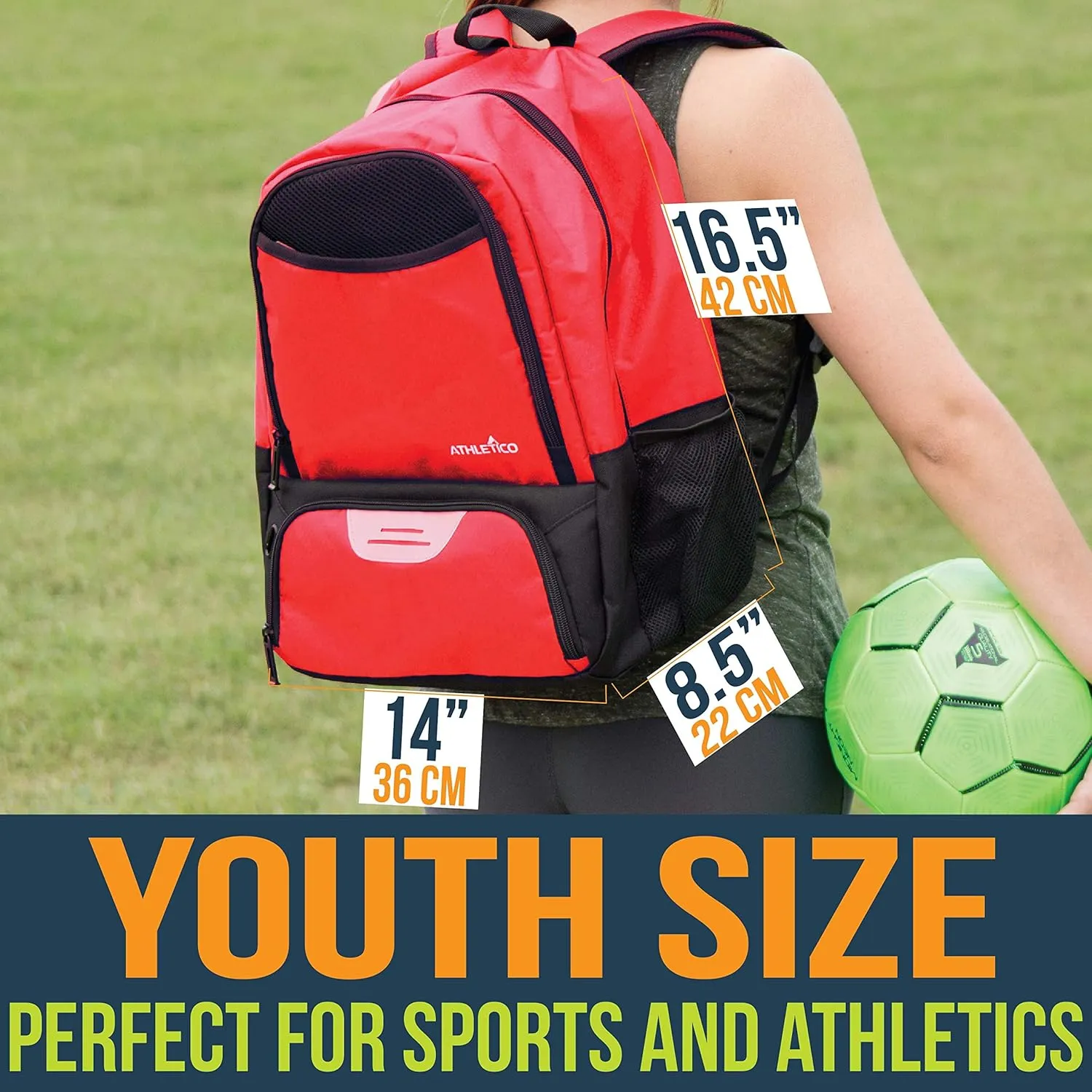 Athletico Youth Soccer Bag - Soccer Backpack & Bags for Basketball, Volleyball & Football | Includes Separate Cleat and Ball Compartment
