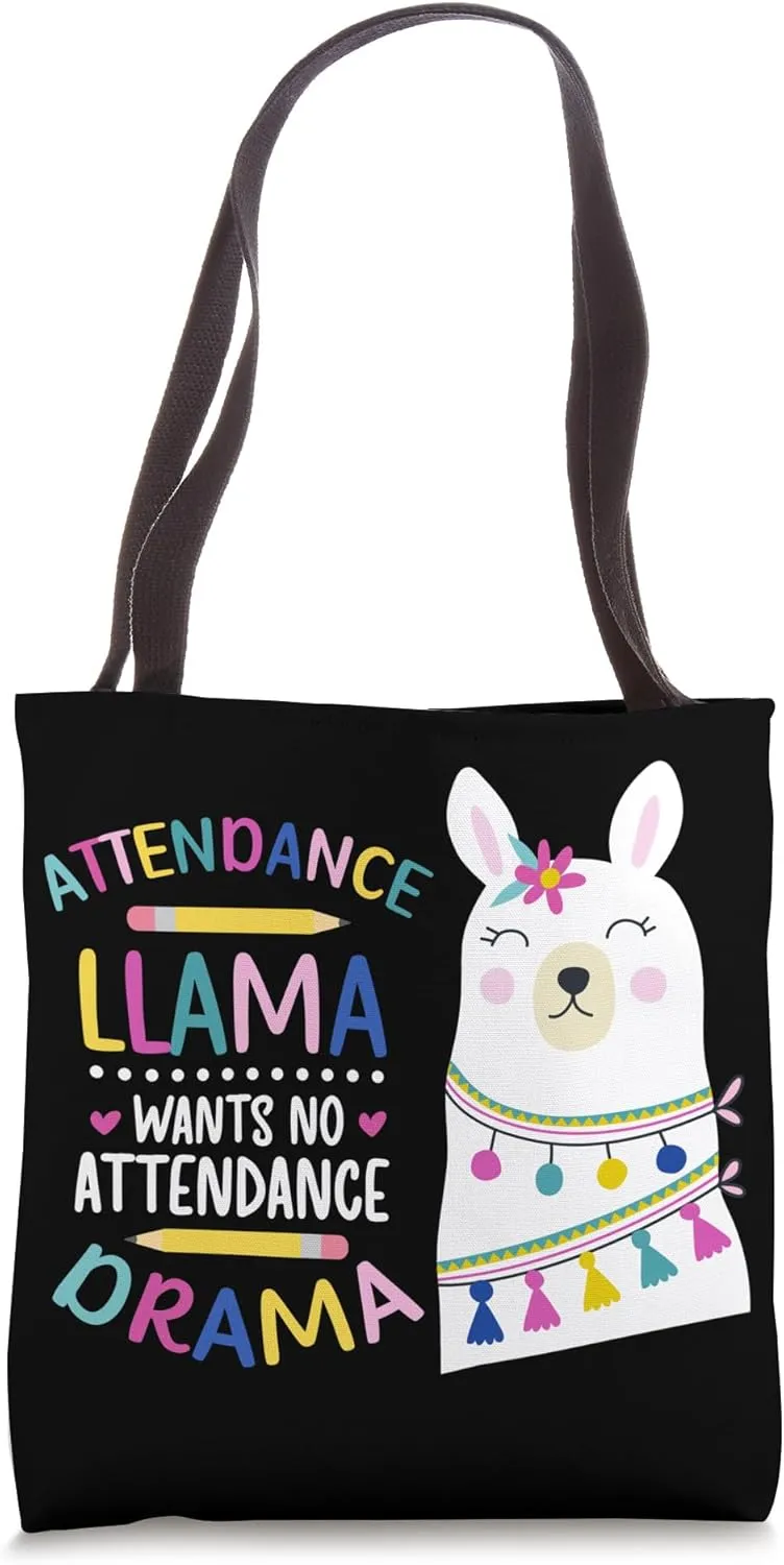 Attendance Llama Attendance Clerk School Attendance Clerk Tote Bag