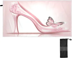 ATTX Elegant Pink High Heel Shoes Beach Towel 31x71 Inch - Lightweight Quick Dry Sand Resistant Microfiber Towel Blanket for Pool, Yoga, Gym & Travel | Multipurpose Swim Bath Sports #591
