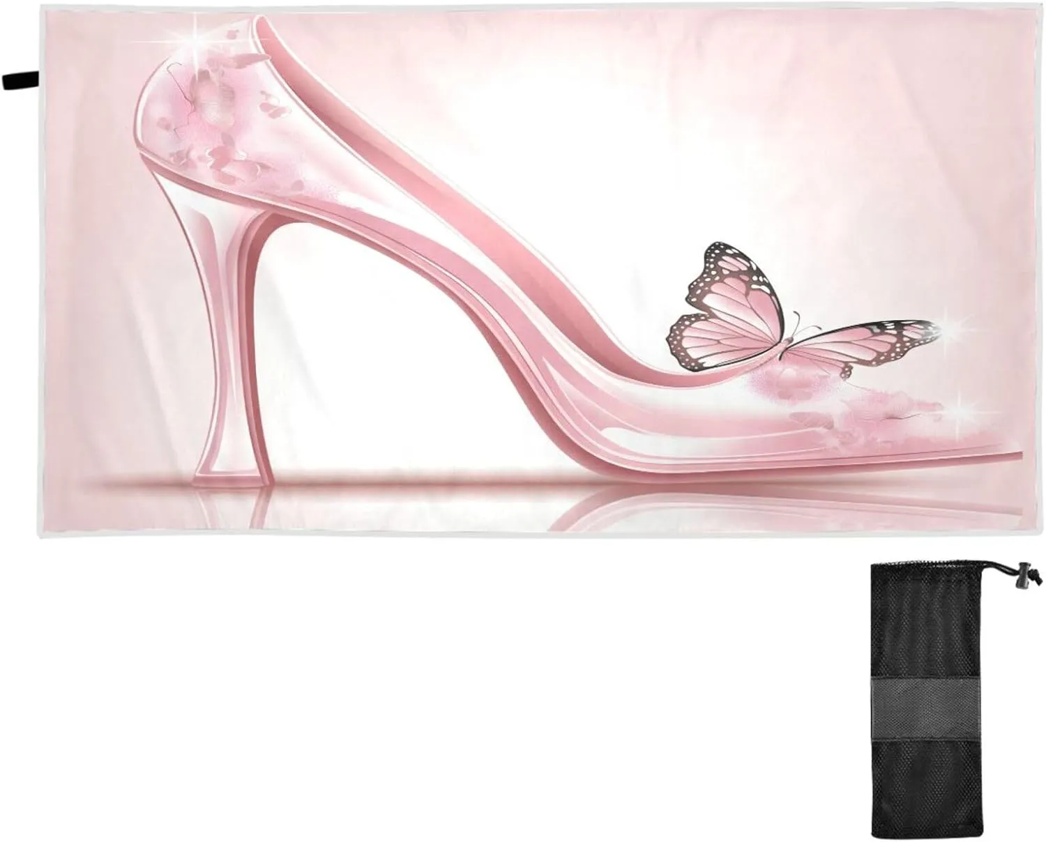 ATTX Elegant Pink High Heel Shoes Beach Towel 31x71 Inch - Lightweight Quick Dry Sand Resistant Microfiber Towel Blanket for Pool, Yoga, Gym & Travel | Multipurpose Swim Bath Sports #591