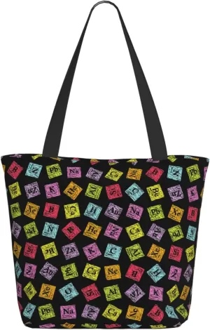 Augenstern Women Shoulder Bag Chemistry-Turvy-Periodic-Funny Foldable Tote Bag With Zipper Closure Casual Shopping Purse Daily Bag