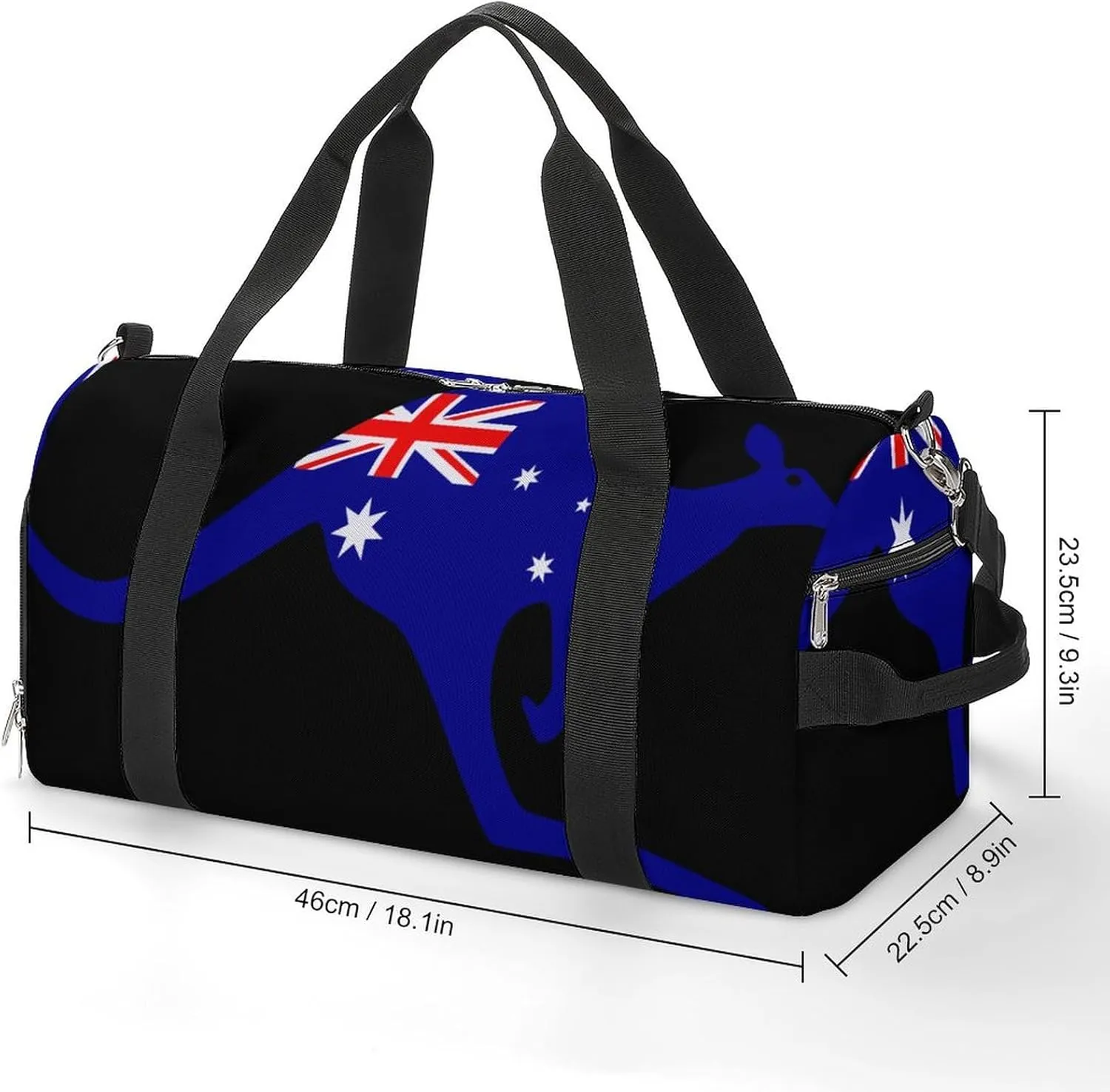 Australia Kangaroo with Flag Gym Bag-Workout Organizer with Water Resistant Compartments for Gym Lovers, style-41-7