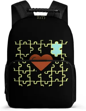 Autism Awareness Travel Backpack Casual Daypacks Computer Shoulder Bag for Work Shopping Unisex 16 Inch