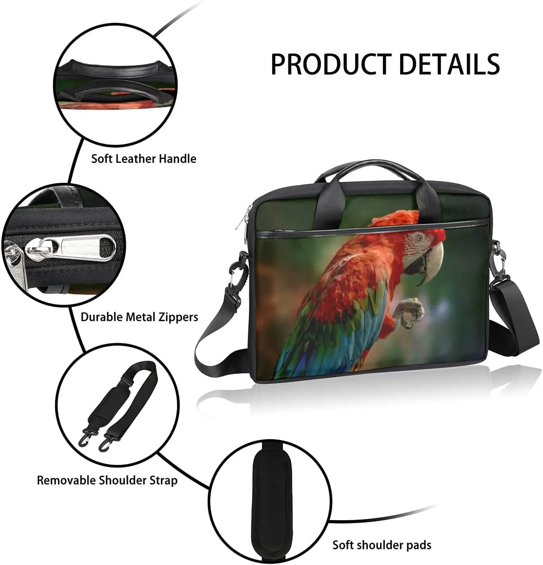 Autumn Forest Animals Birds Laptop Shoulder Messenger Bag Waterproof Laptop Briefcase with Handle and Padded Strap