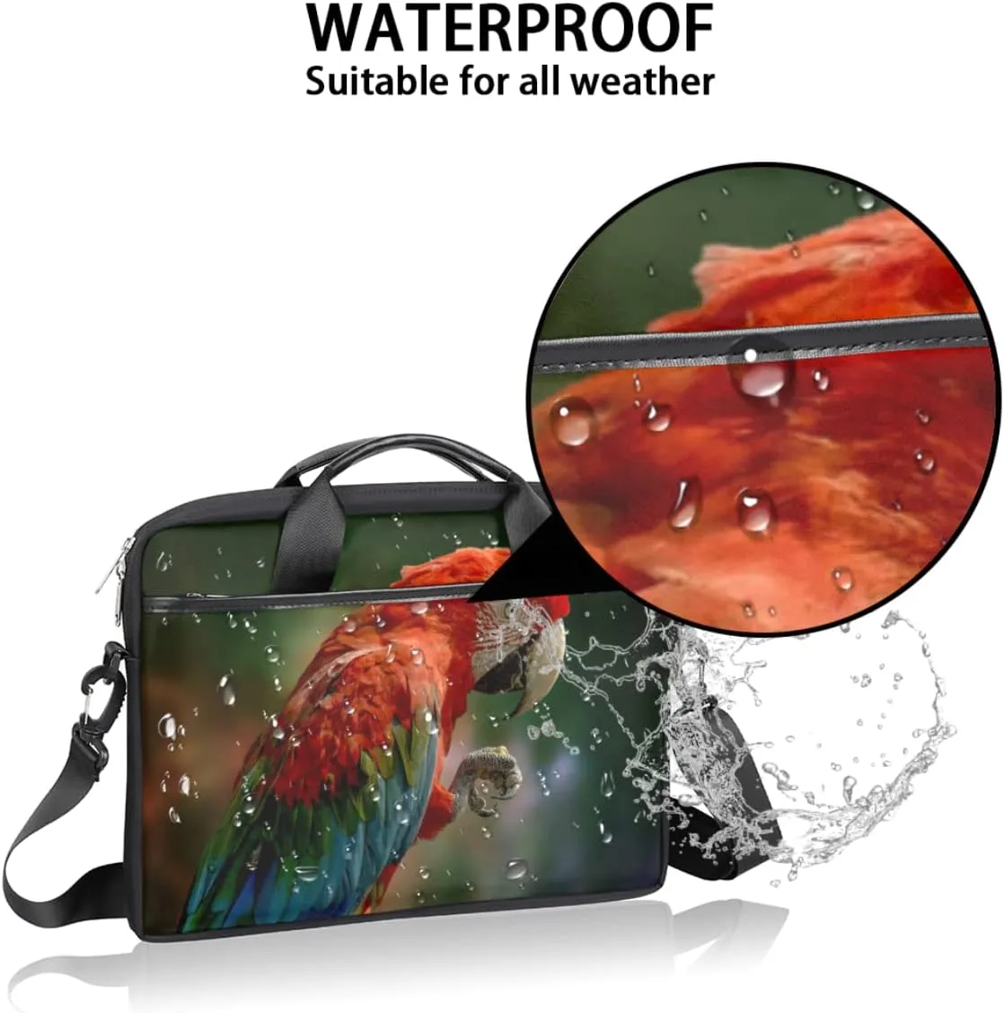 Autumn Forest Animals Birds Laptop Shoulder Messenger Bag Waterproof Laptop Briefcase with Handle and Padded Strap