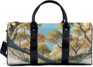 autumn sunshine forest autumn leaves Travel Duffel Bag for Woman Weekender Bag Man Tote Gym Bag Sport Gym Bag Hospital Bag for Labor and Delivery Overnight Bag Luggage Bag