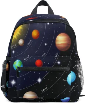 AUUXVA Universe Space Galaxy Solar System Kids Toddler Backpack for Men Women,Preschool Shoulder Bag School Bookbag Backpack for Boy Girls Student Baby Diaper Bag Nursery Bag