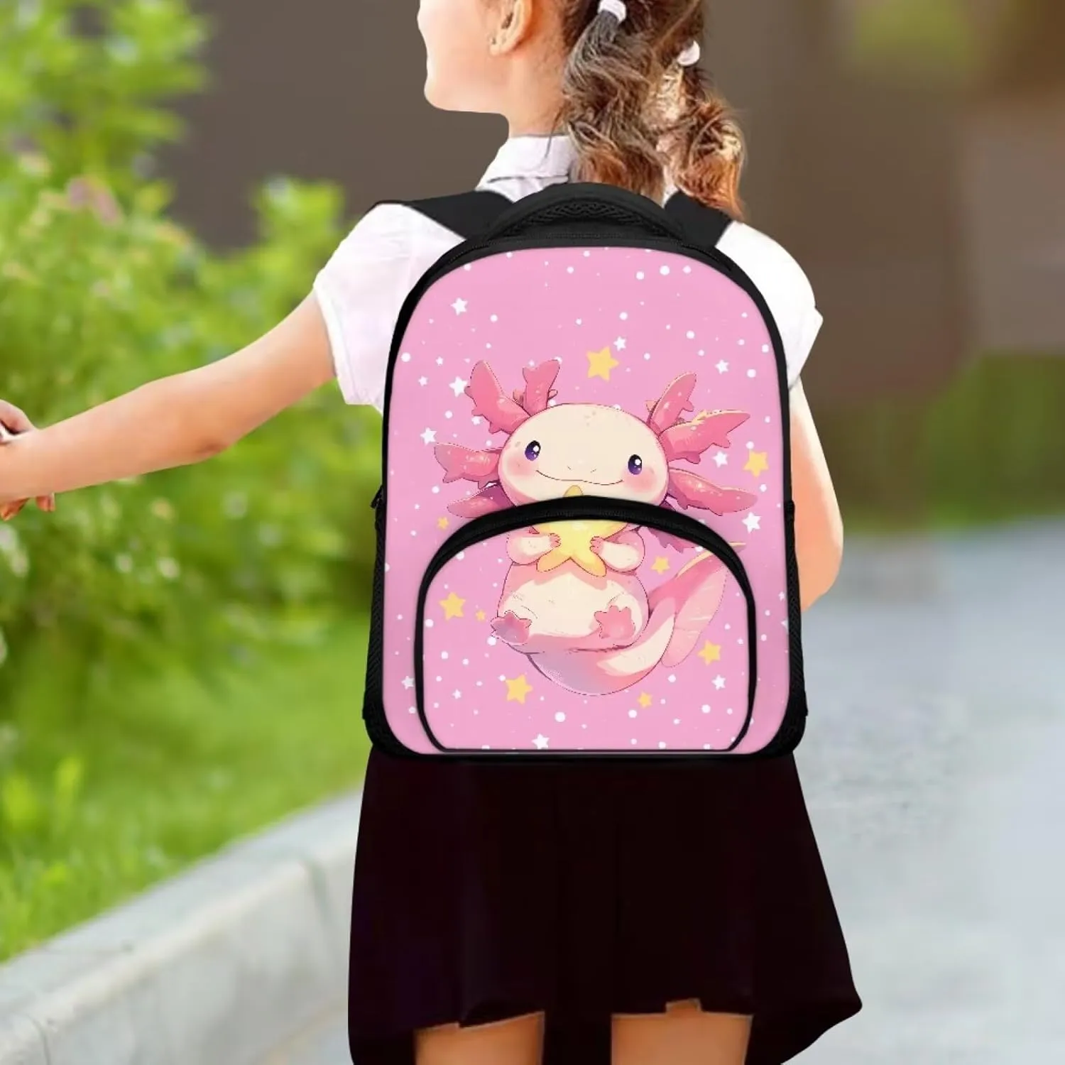 Axolotl Backpack for Girls 5-7 School Bag for Girl Portable Kids School Bag Large Capacity Tote Bag for School Aesthetic