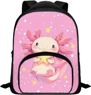 Axolotl Backpack for Girls 5-7 School Bag for Girl Portable Kids School Bag Large Capacity Tote Bag for School Aesthetic