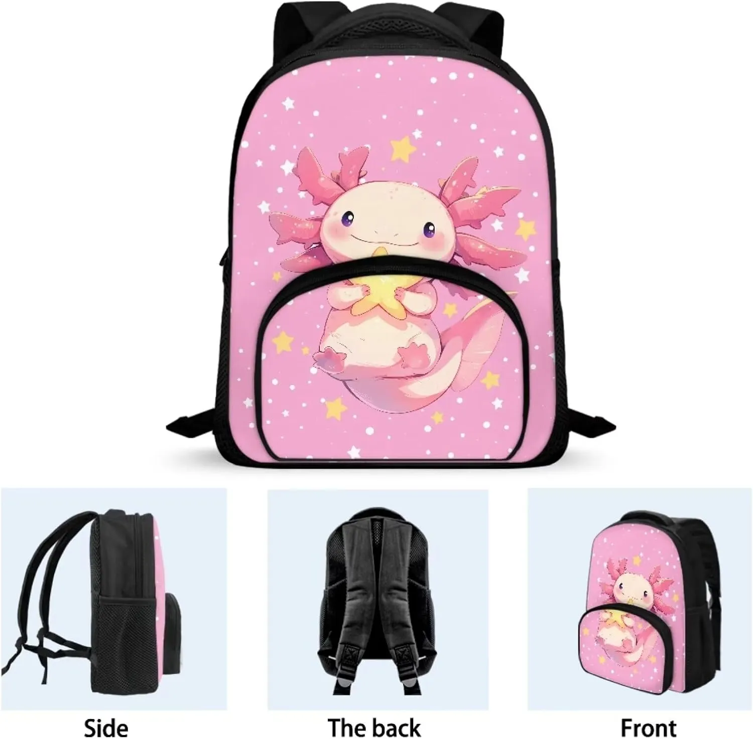 Axolotl Backpack for Girls 5-7 School Bag for Girl Portable Kids School Bag Large Capacity Tote Bag for School Aesthetic