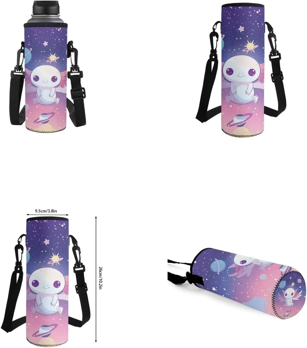 Axolotl Schoolbag Girls Elementary Backpack Girls 6Th Grade Large Capacity Shoulder Bag with Lunch Box Pencil Case Water Bottle Sleeve 4Pcs Set Bookbag for Camping Travel Sports