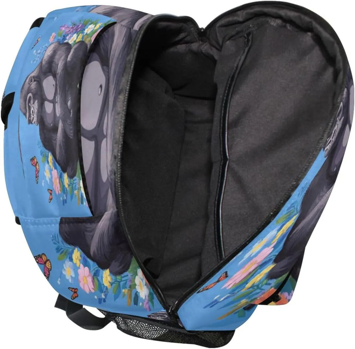 Backpack for Women Men Fashion Personal Backpack with Chest Strap for Travel Trip Cartoon Gorilla Royal Blue