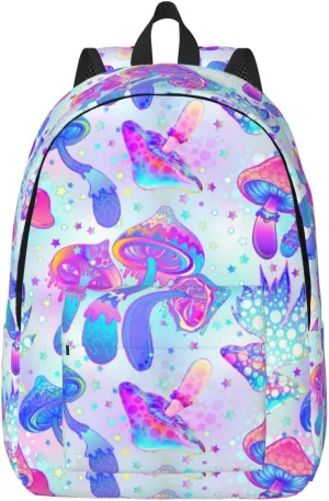 Backpack Magic Mushroom Trippy Hippie Bright Laptop Rucksack School Bookbag Casual Daypack for 3th 4th 5th Student Teens Travel Hiking 16 Inch
