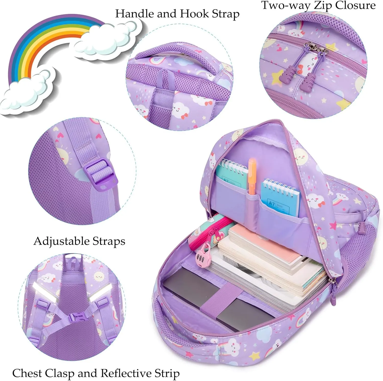 Backpack Unicorn for Girls School Preschool Backpack for Girls 3 IN 1 School Bookpack Set with Lunch Bag Pencil Bag
