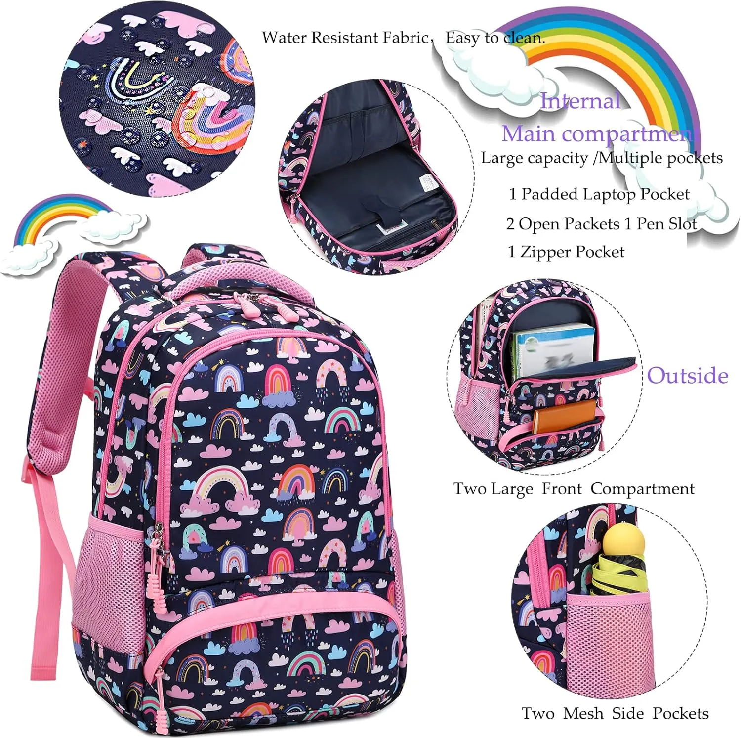 Backpack Unicorn for Girls School Preschool Backpack for Girls 3 IN 1 School Bookpack Set with Lunch Bag Pencil Bag