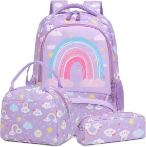 Backpack Unicorn for Girls School Preschool Backpack for Girls 3 IN 1 School Bookpack Set with Lunch Bag Pencil Bag