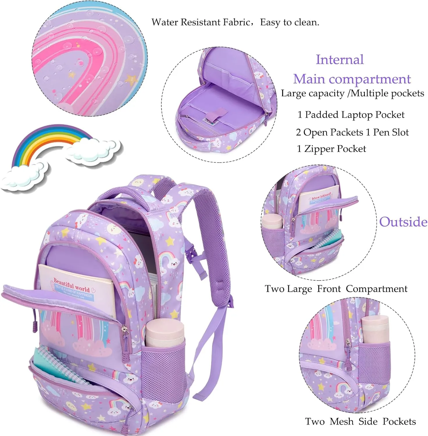 Backpack Unicorn for Girls School Preschool Backpack for Girls 3 IN 1 School Bookpack Set with Lunch Bag Pencil Bag
