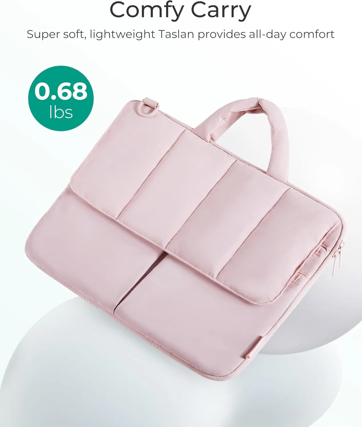 BAGSMART 13-14 Inch Laptop Case Sleeve, Protective Lightweight Puffy Laptop Bag with strap for MacBook Air/Pro, Shockproof Water Resistant Laptop Cover Compatible for 13.3 Dell HP Lenovo Asus, Pink