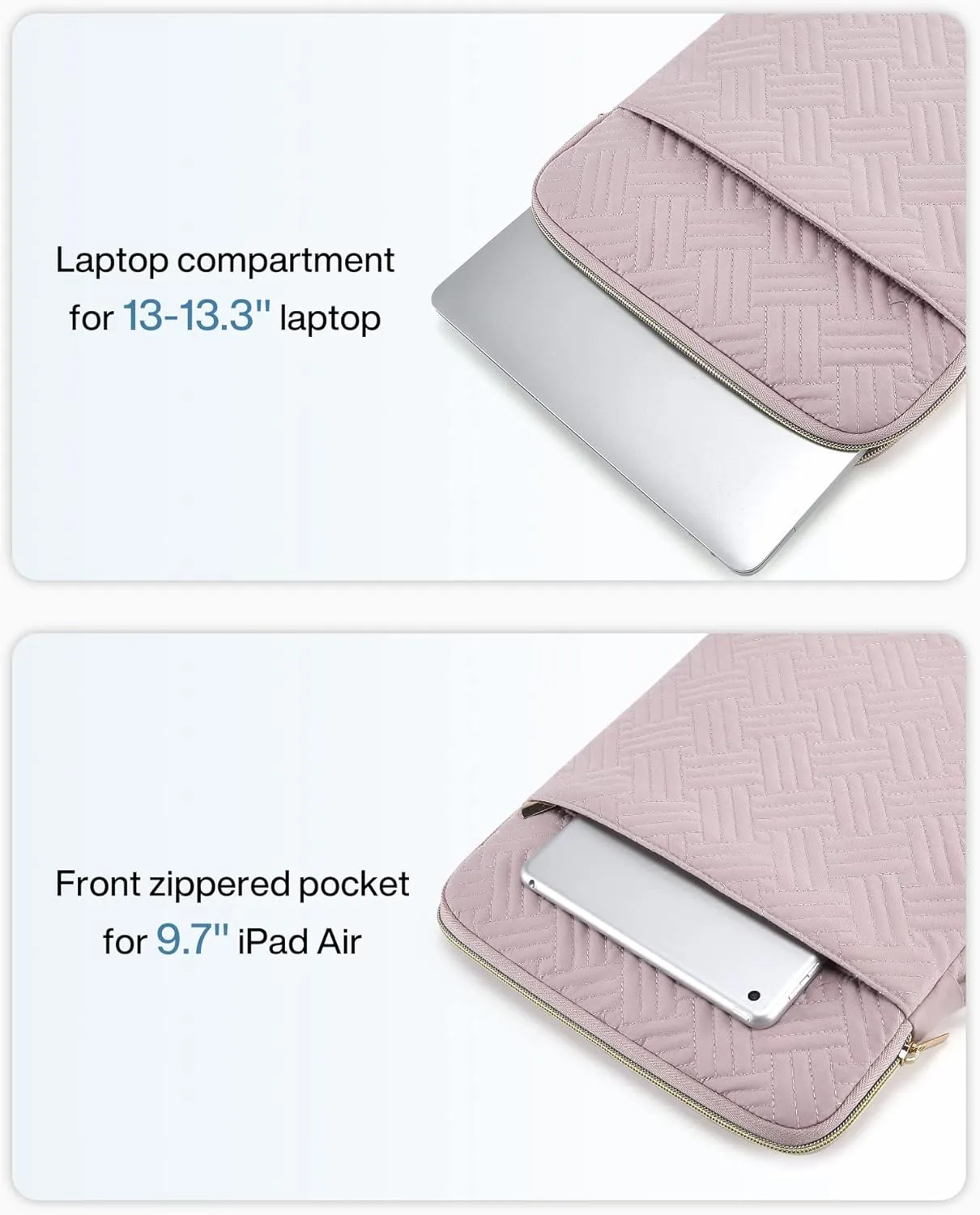 BAGSMART 13.3 inch Laptop Sleeve Case, Compatible with 13-14 inch MacBook Pro, HP, Dell, Lenovo, Asus Notebooks - Pink