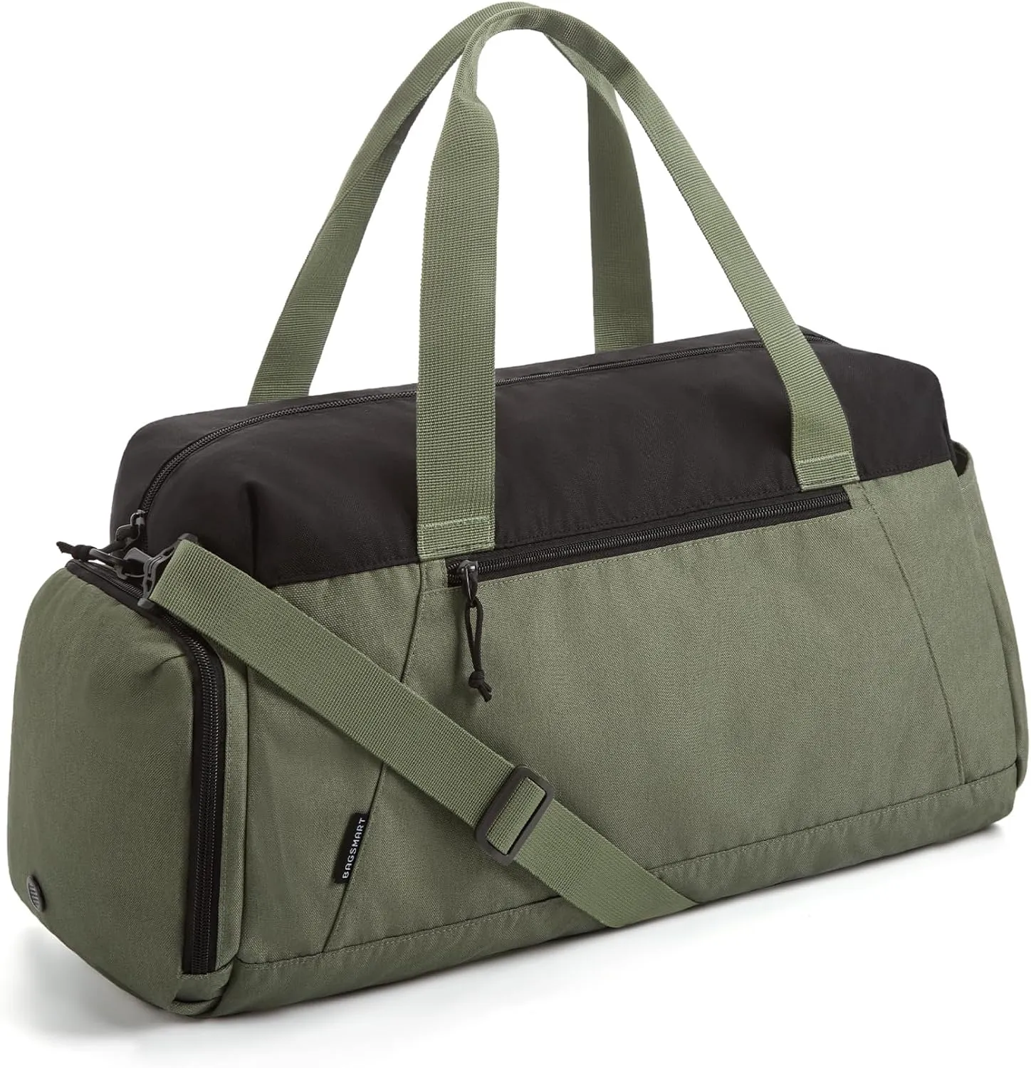 BAGSMART Gym Bags for Men Women, Foldable Travel Duffle Bag, Lightweight Weekender Duffel Bag With Shoe Compartment, Water Resistant Workout Duffle Sports Bag for Travel Yoga, Army Green