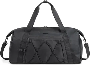 BAGSMART Small Gym Bag With Shoe Compartment & Wet Pocket, Lightweight Sports Travel Duffel, Carry On Weekender Overnight, Water Resistant Sports Gym Tote for Swimming Yoga, Black