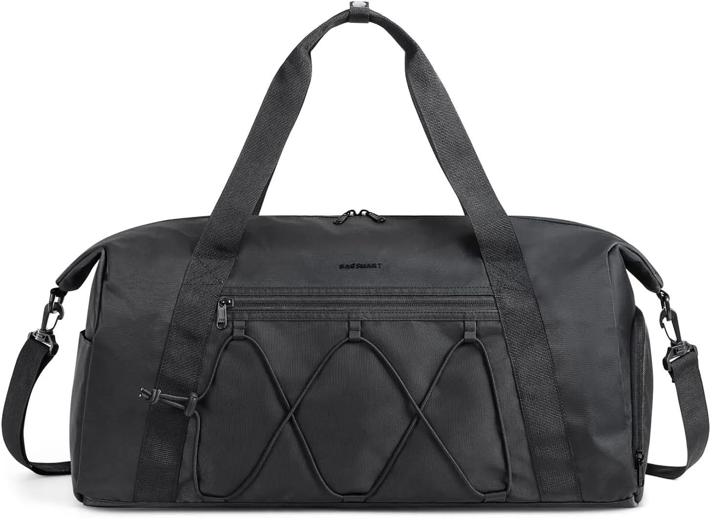BAGSMART Small Gym Bag With Shoe Compartment & Wet Pocket, Lightweight Sports Travel Duffel, Carry On Weekender Overnight, Water Resistant Sports Gym Tote for Swimming Yoga, Black