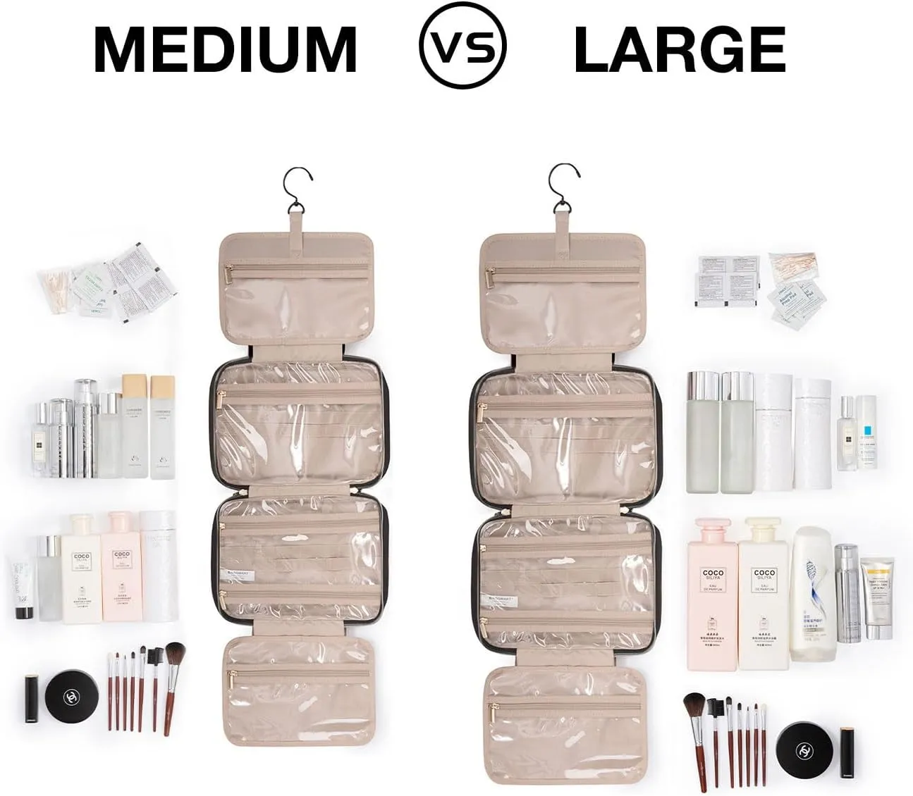 BAGSMART Toiletry Bag Travel Bag with Hanging Hook, Water-resistant Makeup Cosmetic Bag Travel Organizer for Accessories, Shampoo, Full Sized Container, Toiletries，Large-Teal