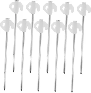 Balacoo 10pcs Outdoor Tent Pegs Camping for Tent Picnic Bundle Up Tent Awning Tent Stakes Heavy Duty Shade Tent Pole Inflatable Tarp Stack Base Pop up Canopy Campsite Tents Steel Silver
