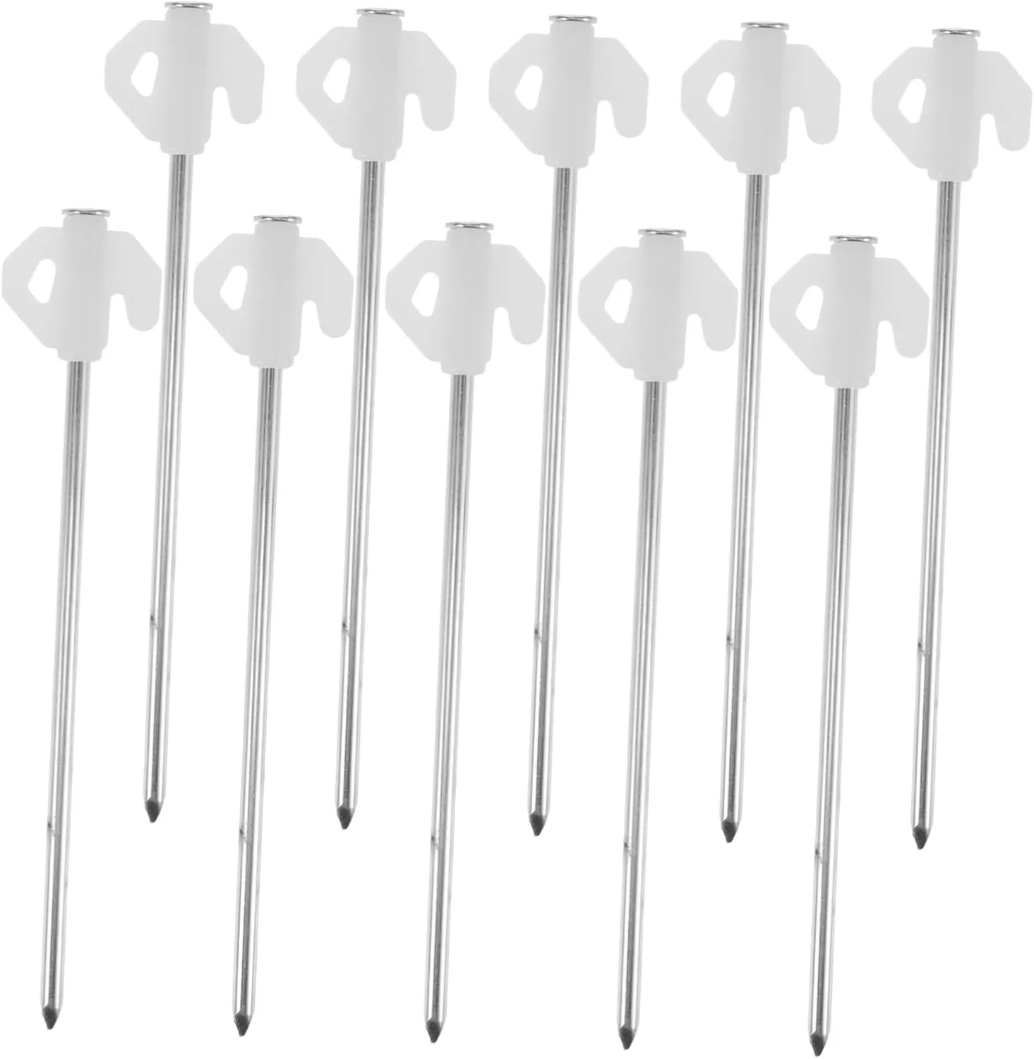 Balacoo 10pcs Outdoor Tent Pegs Camping for Tent Picnic Bundle Up Tent Awning Tent Stakes Heavy Duty Shade Tent Pole Inflatable Tarp Stack Base Pop up Canopy Campsite Tents Steel Silver