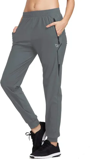 baleaf Women's Joggers Running Hiking Pants Lightweight Quick Dry Athletic Travel Workout with Zipper Pockets