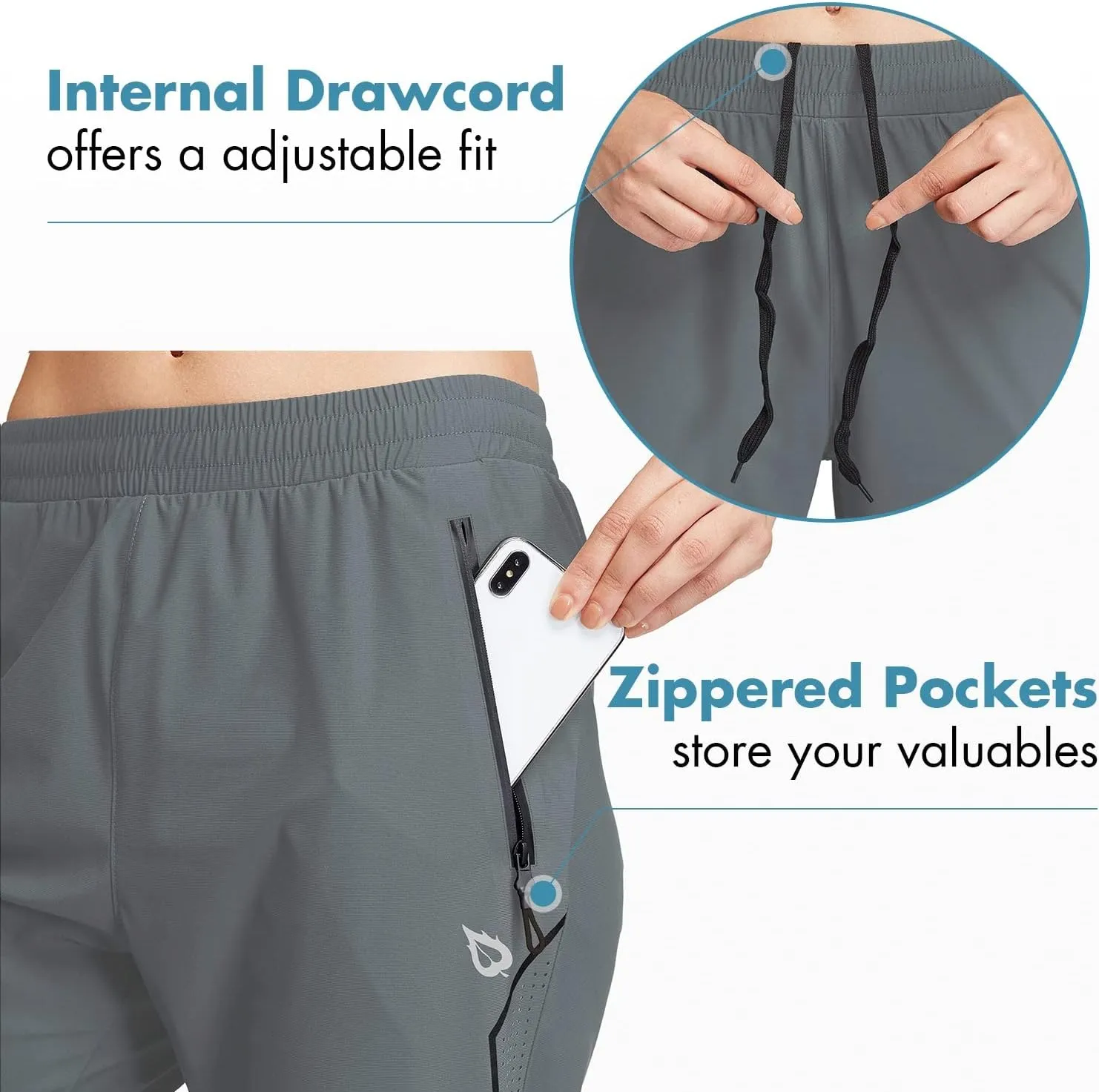 baleaf Women's Joggers Running Hiking Pants Lightweight Quick Dry Athletic Travel Workout with Zipper Pockets