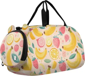 Banana and Lemon Boy's Gym Duffel Bag with Shoes Compartment Large Capacity Weekend Travel Bag for Travel, Sports, Fitness & Workout