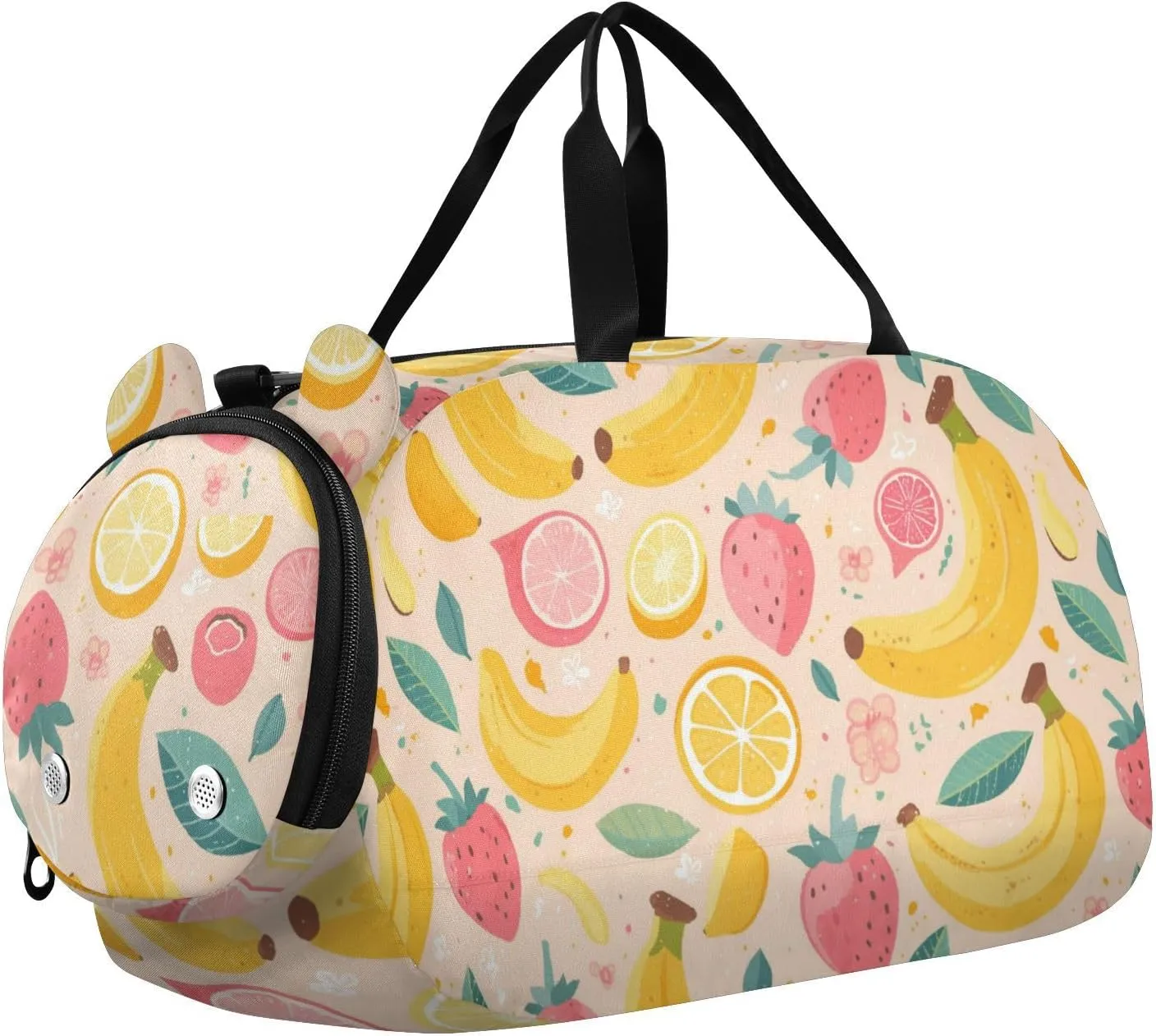 Banana and Lemon Boy's Gym Duffel Bag with Shoes Compartment Large Capacity Weekend Travel Bag for Travel, Sports, Fitness & Workout
