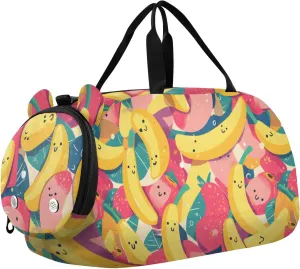 Banana Fruit Small Gym Bag with Shoes Compartment Lightweight Overnight Weekender Carry On Travel Bag for Travel, Sports, Fitness & Workout