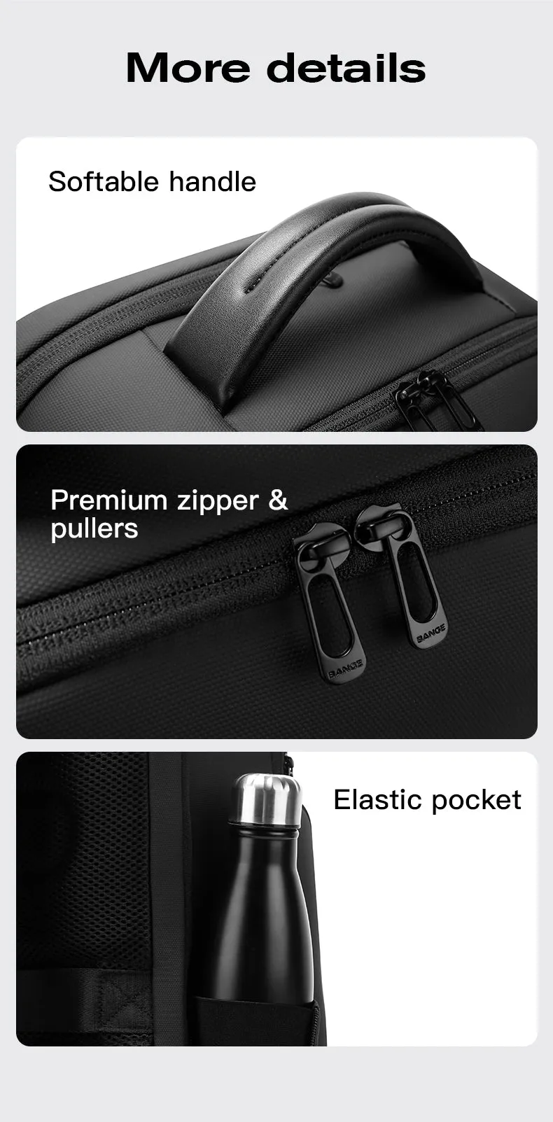 Bange i-Flynnz Water Resistant Hidden Compart Big Capacity Multi Compartment Ultra Light Travel Laptop Backpack (15.6")