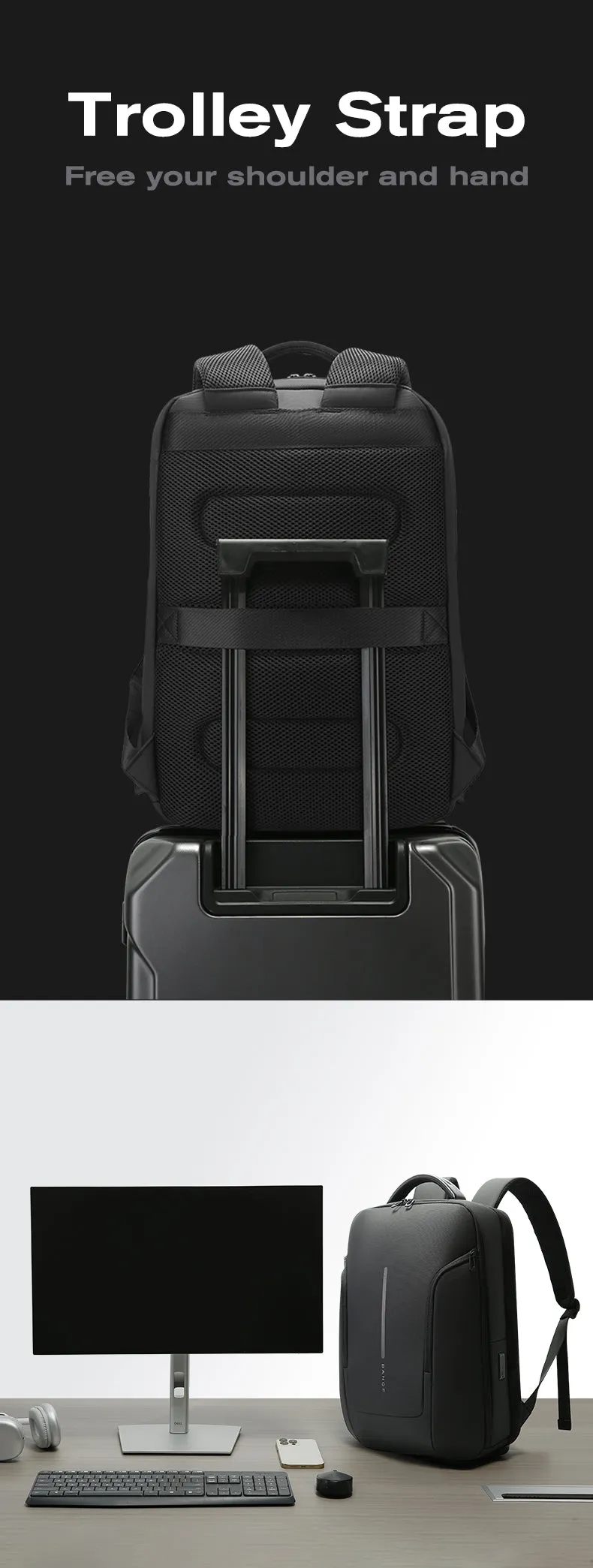 Bange i-Flynnz Water Resistant Hidden Compart Big Capacity Multi Compartment Ultra Light Travel Laptop Backpack (15.6")