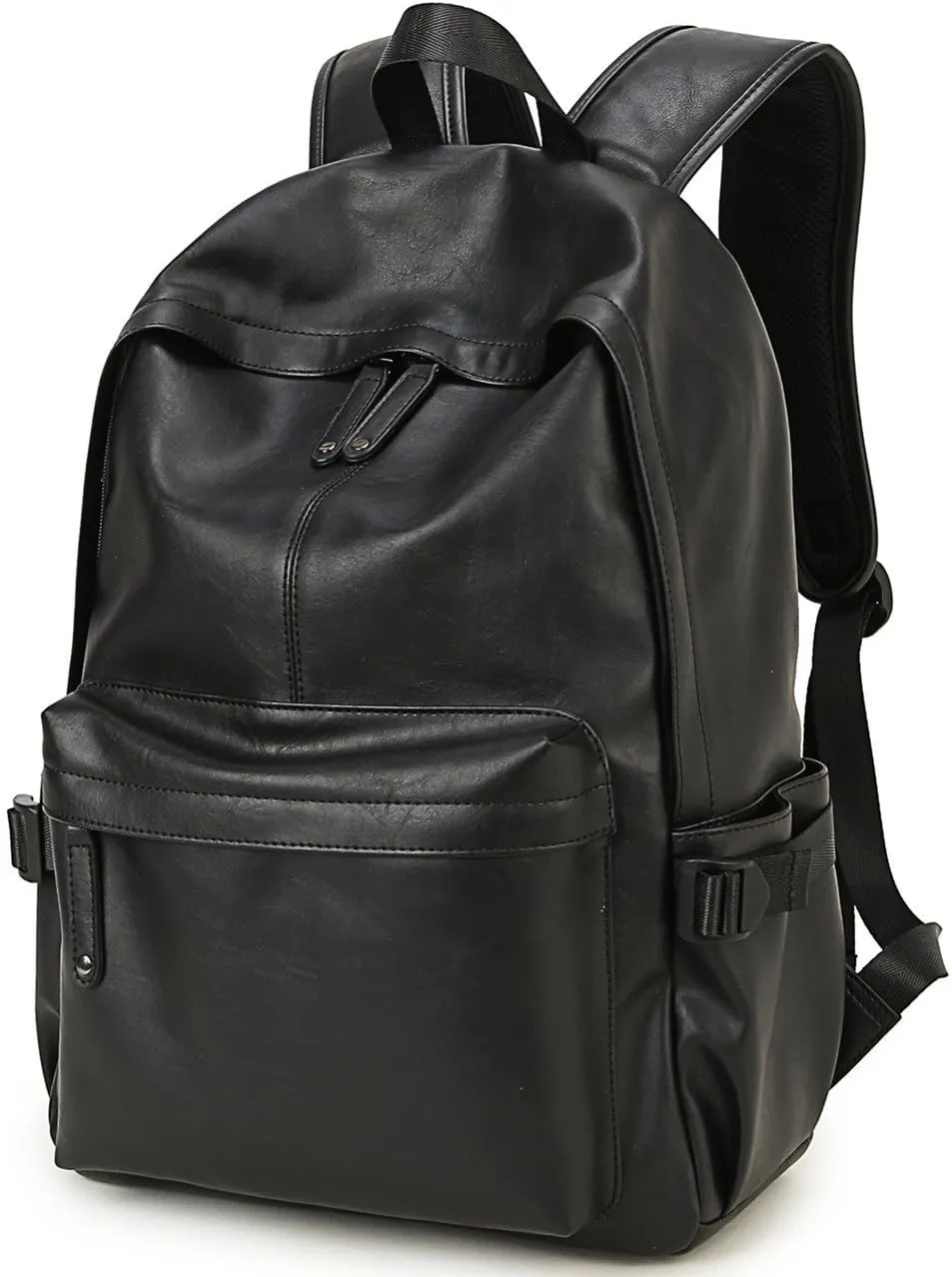 Baosha BP-08 Unisex PU Leather Computer Laptop Bag 15.6 inch Backpack Shoulder Bags Travel Hiking Rucksack Casual Daypack Black