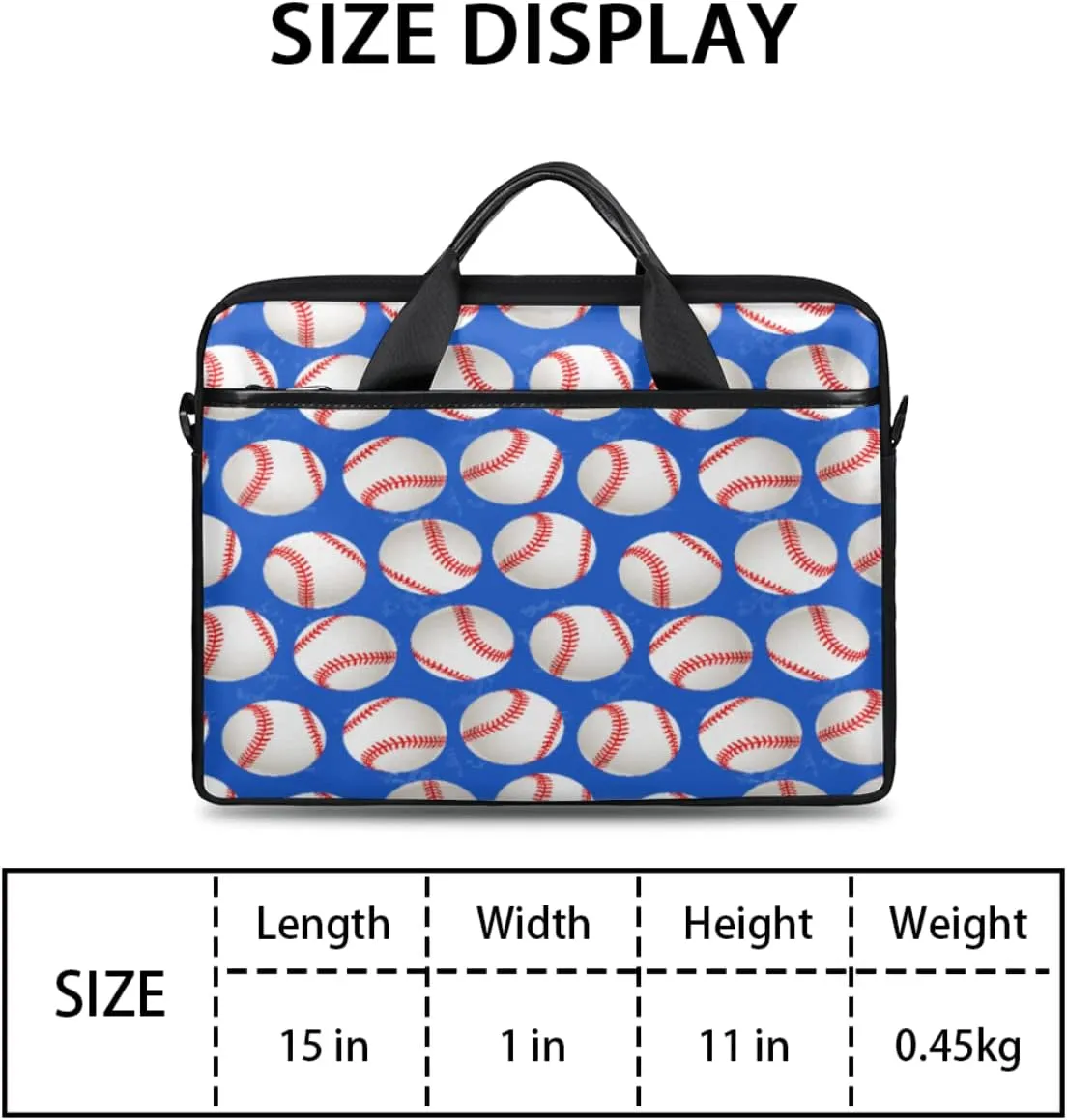 Baseball Ball Print Laptop Shoulder Messenger Bag Waterproof Laptop Briefcase with Handle and Padded Strap Case Sleeve